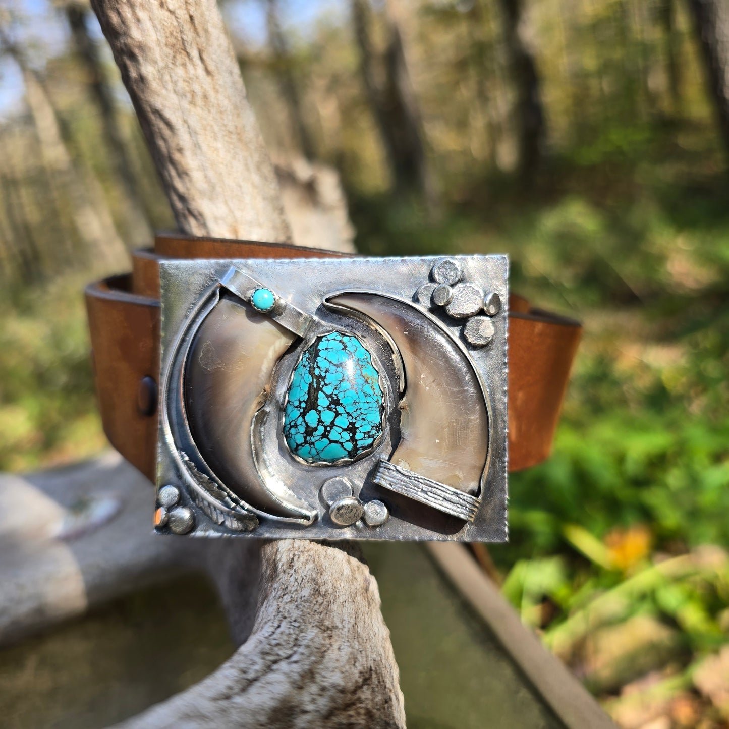 Black Bear Claw & Turquoise Belt Buckle