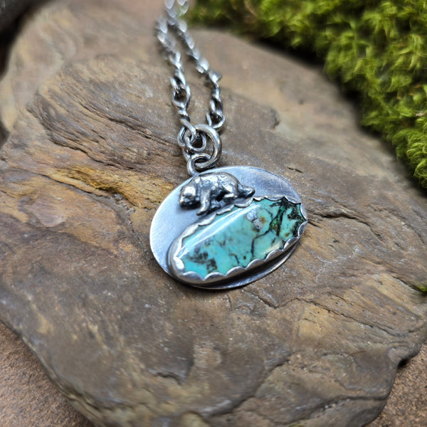 Wandering Bear Turquoise Pendant II