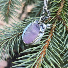 Load image into Gallery viewer, Purple Charoite and Hummingbird Pendant
