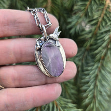 Load image into Gallery viewer, Purple Charoite and Hummingbird Pendant
