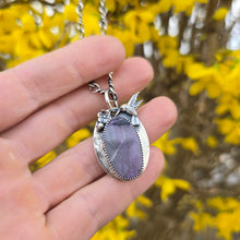 Load image into Gallery viewer, Purple Charoite and Hummingbird Pendant
