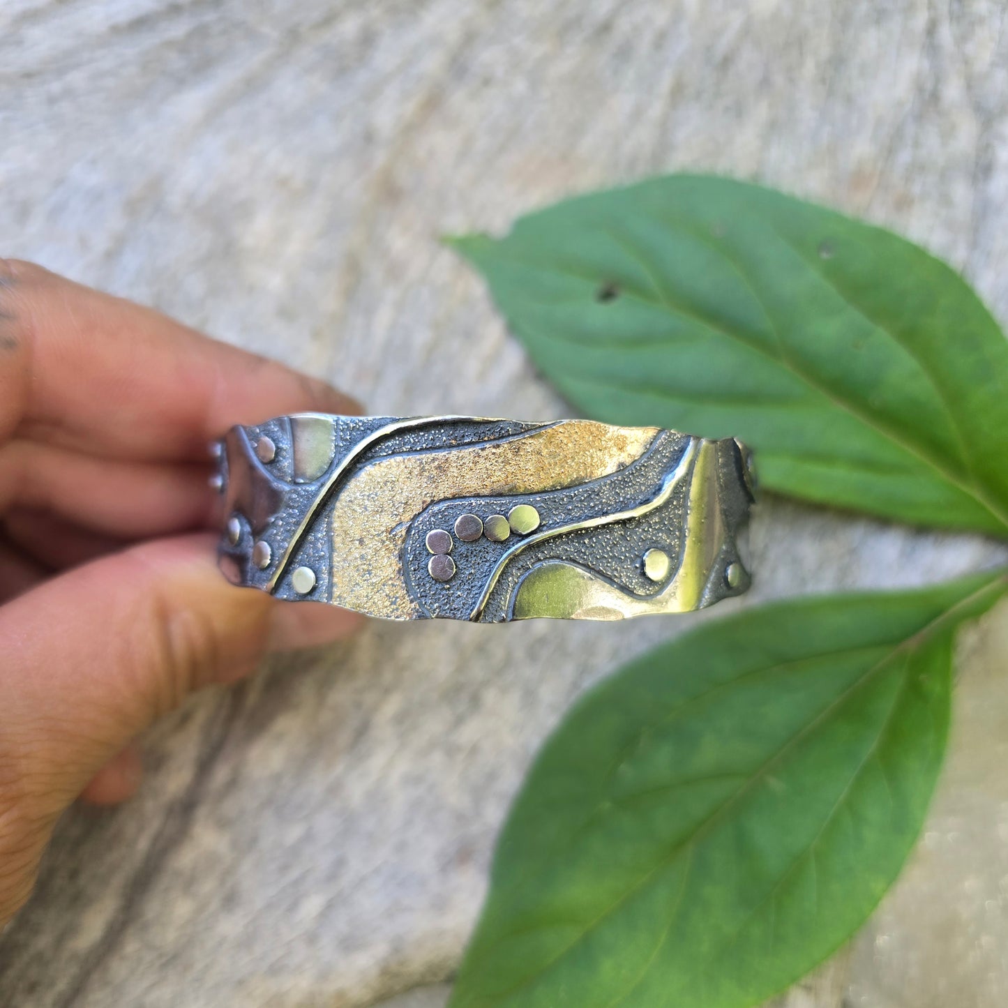 Oro River Argentium and 18k Gold Cuff