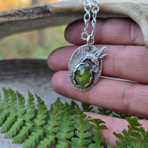 Hummingbird and Peridot Pendant