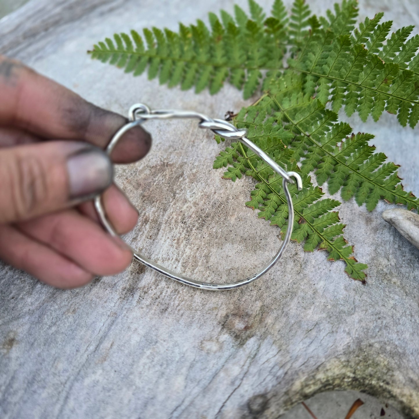 Elongated Knot Bangle Bracelet
