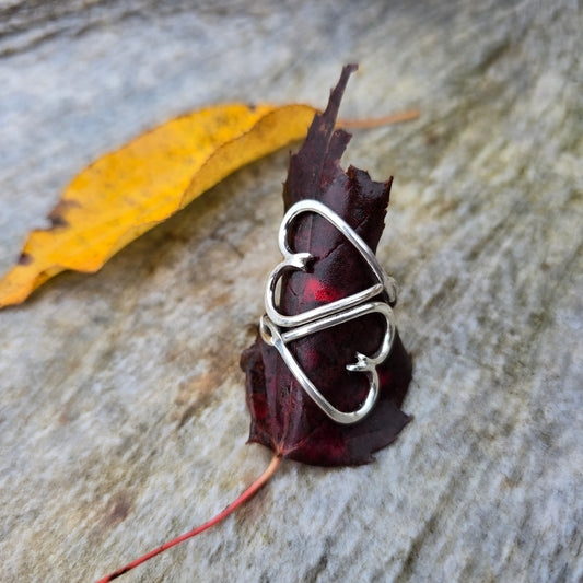 Twisted Double Heart Sterling Silver Ring