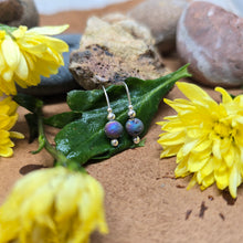 Load image into Gallery viewer, Rainbow druzy bead sterling silver threader earrings handcrafted in Northern New York by Emily Dicob.

