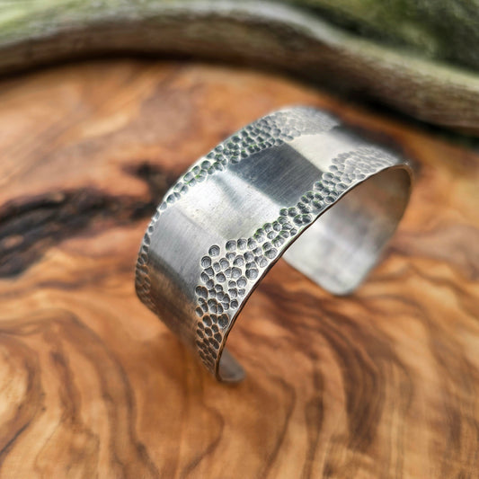 Heavy Wide Dapped Men's Sterling Silver Statement Cuff