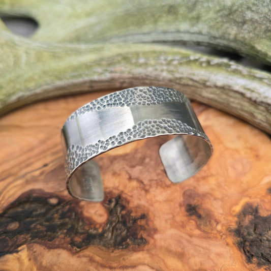 Heavy Wide Dapped Men's Sterling Silver Statement Cuff