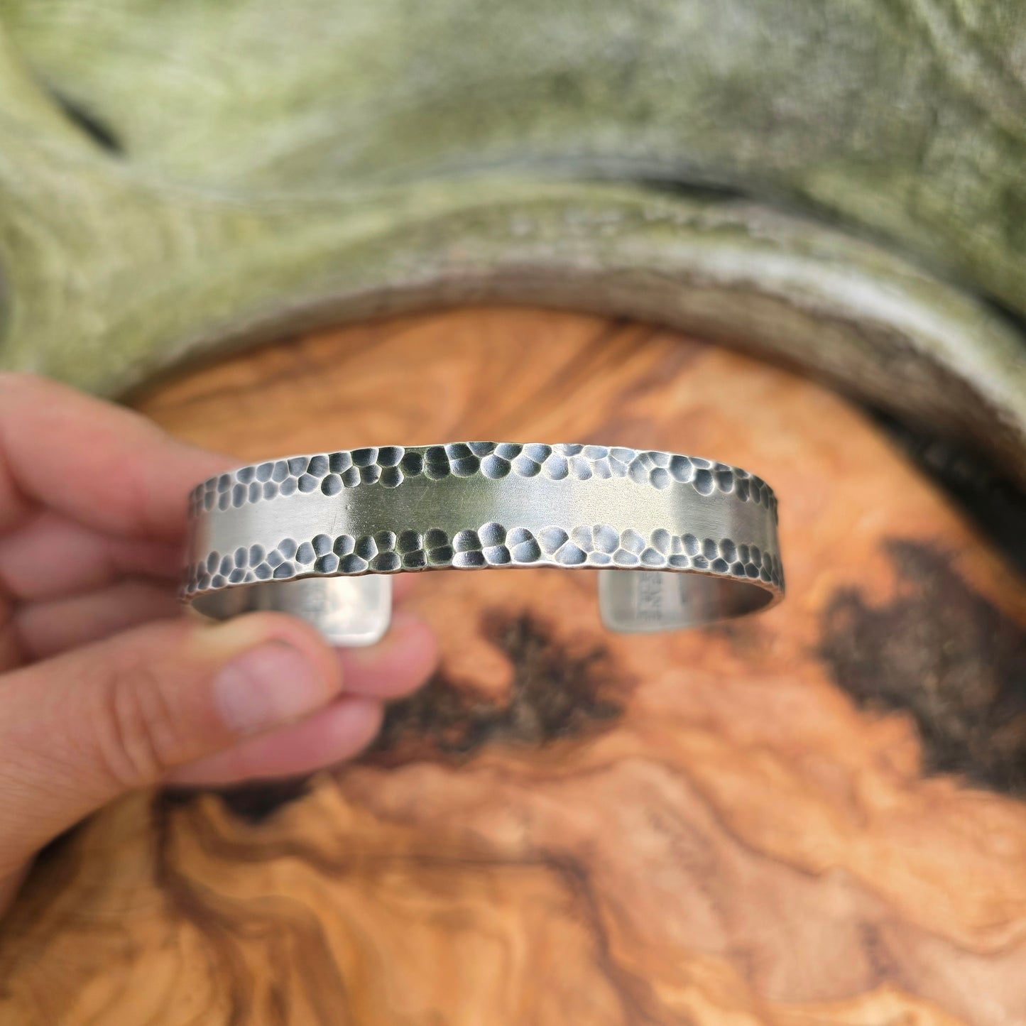 Heavy-Duty Dapped Men’s Sterling Silver Cuff Bracelet