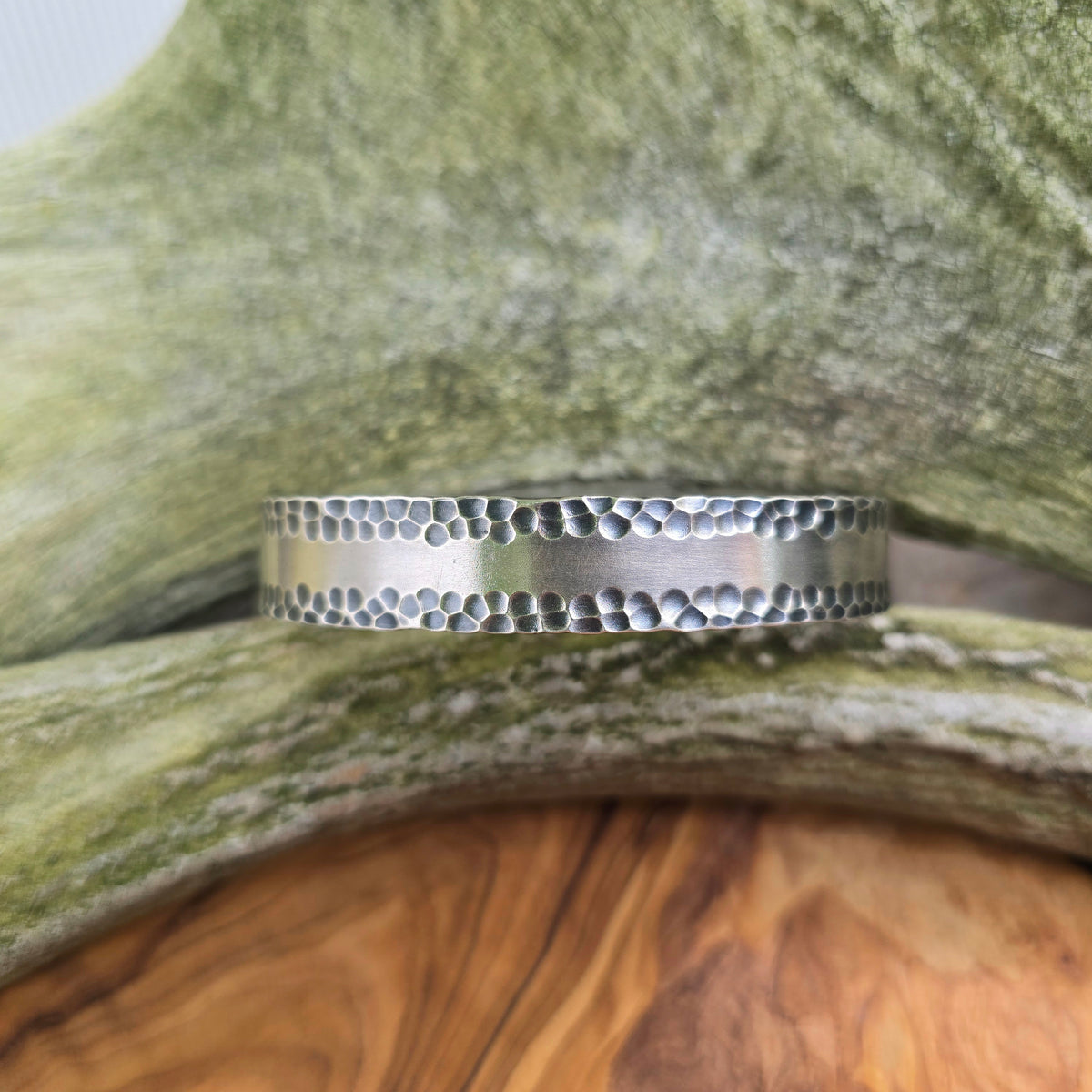 Heavy-Duty Dapped Men’s Sterling Silver Cuff Bracelet
