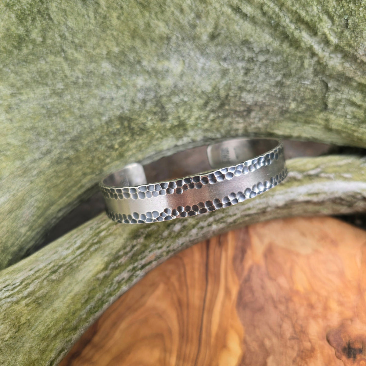 Heavy-Duty Dapped Men’s Sterling Silver Cuff Bracelet