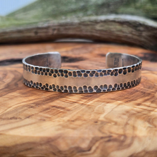 Heavy-Duty Dapped Men’s Sterling Silver Cuff Bracelet