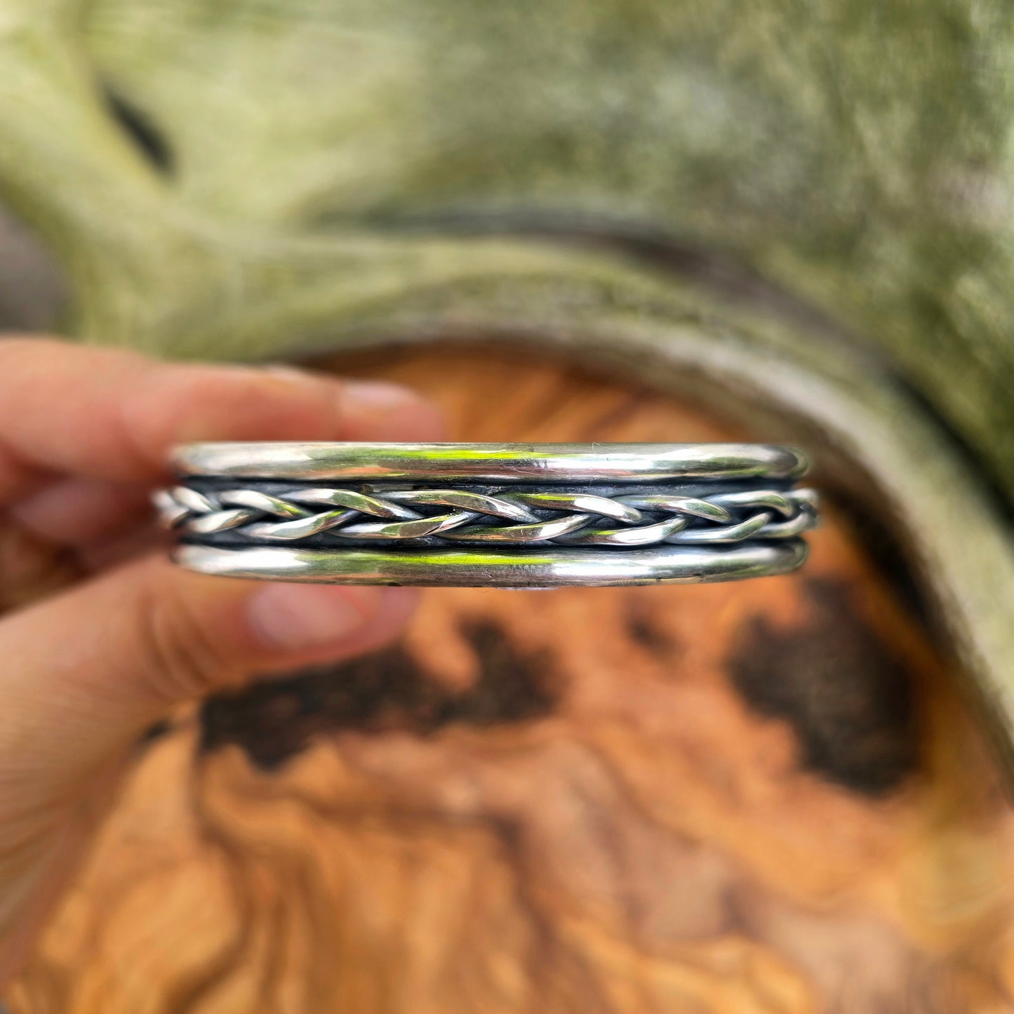 Heavy Braided Sterling Silver Men's Statement Cuff Bracelet
