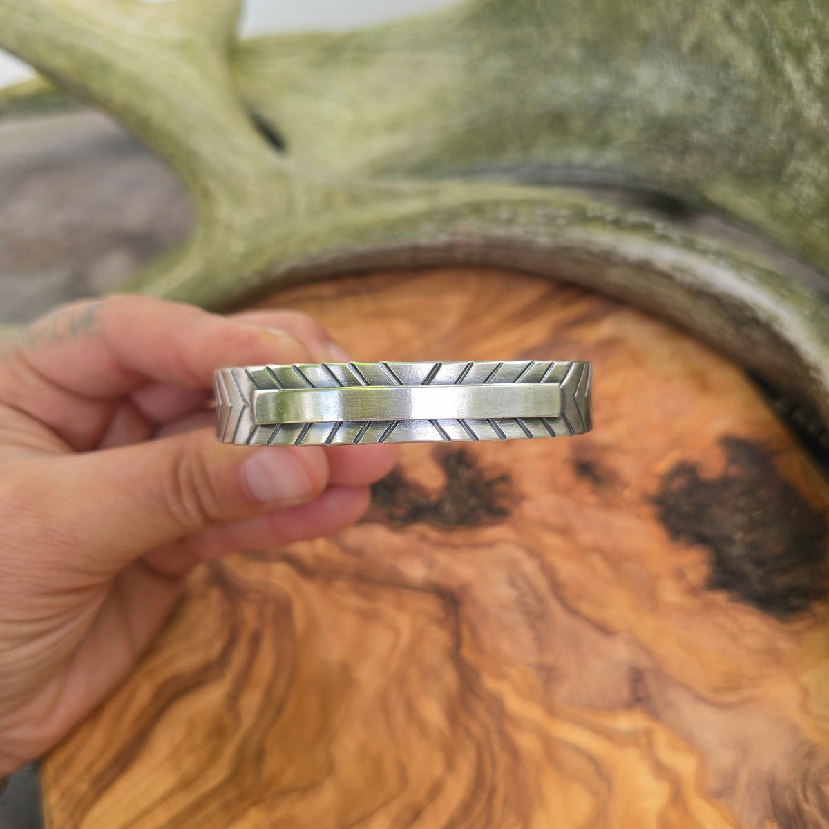 Men’s Heavy-Duty Chevron Bar Sterling Silver Cuff
