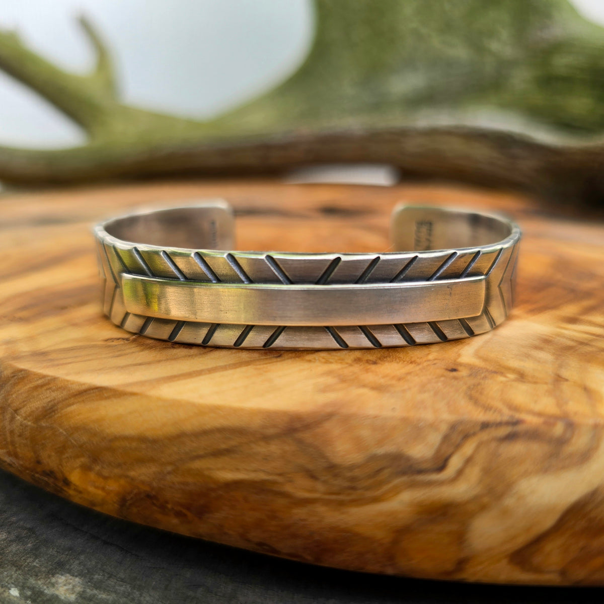 Men’s Heavy-Duty Chevron Bar Sterling Silver Cuff