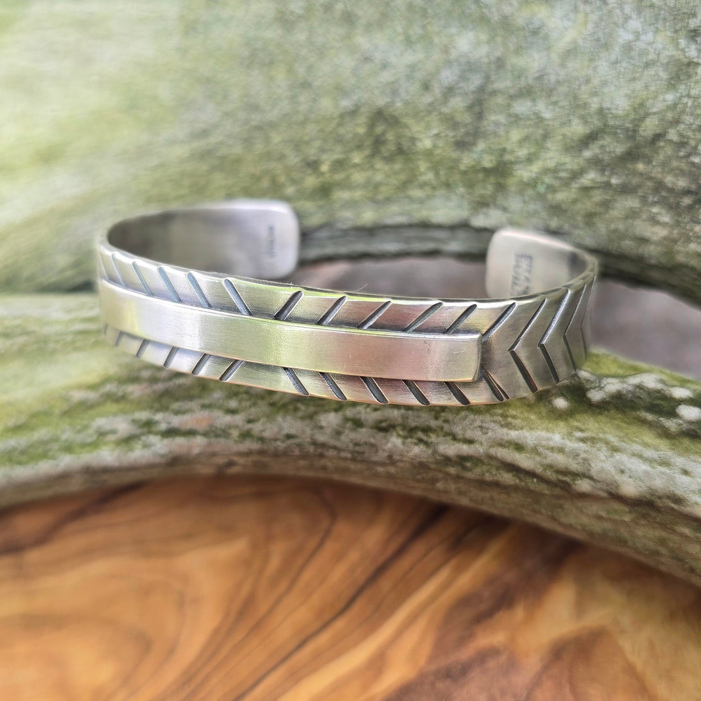 Men’s Heavy-Duty Chevron Bar Sterling Silver Cuff