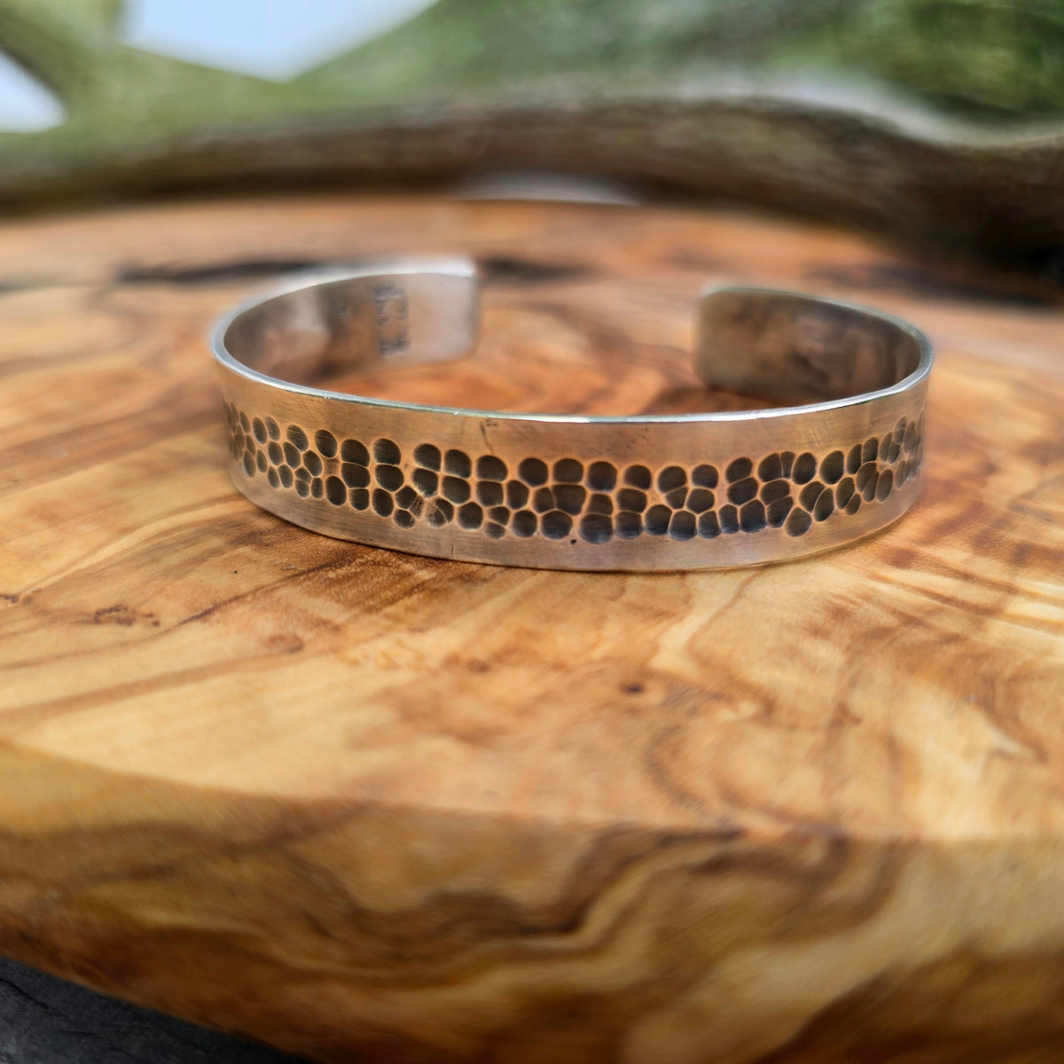 Men’s Center Dapped Sterling Silver Cuff Bracelet