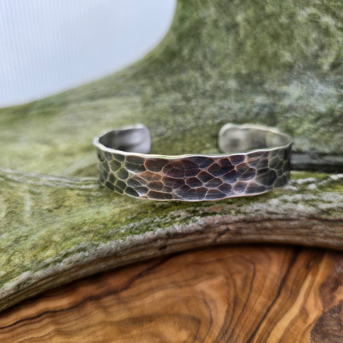 Heavy-Duty Hammered Men’s Sterling Silver Cuff Bracelet
