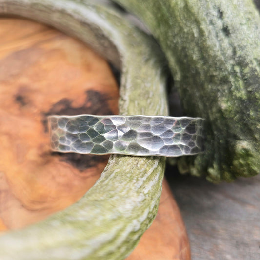 Heavy-Duty Hammered Men’s Sterling Silver Cuff Bracelet