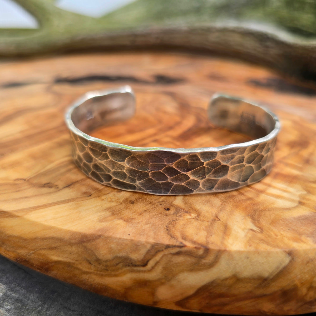 Heavy-Duty Hammered Men’s Sterling Silver Cuff Bracelet