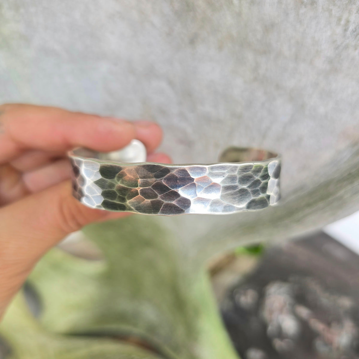 Heavy-Duty Hammered Men’s Sterling Silver Cuff Bracelet