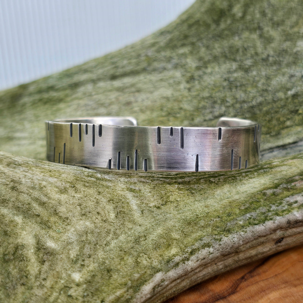 Heavy-Duty Men’s Tape Measure Sterling Silver Cuff Bracelet