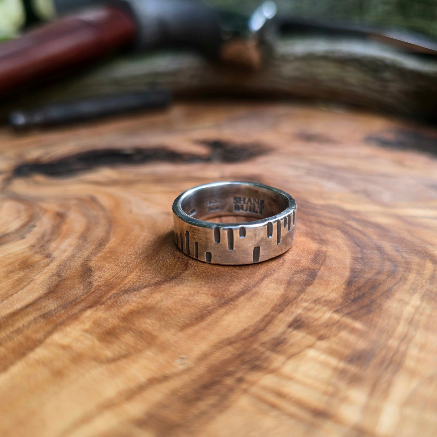 Heavy-Duty Men’s Tape Measure Hand-Forged Sterling Silver Ring