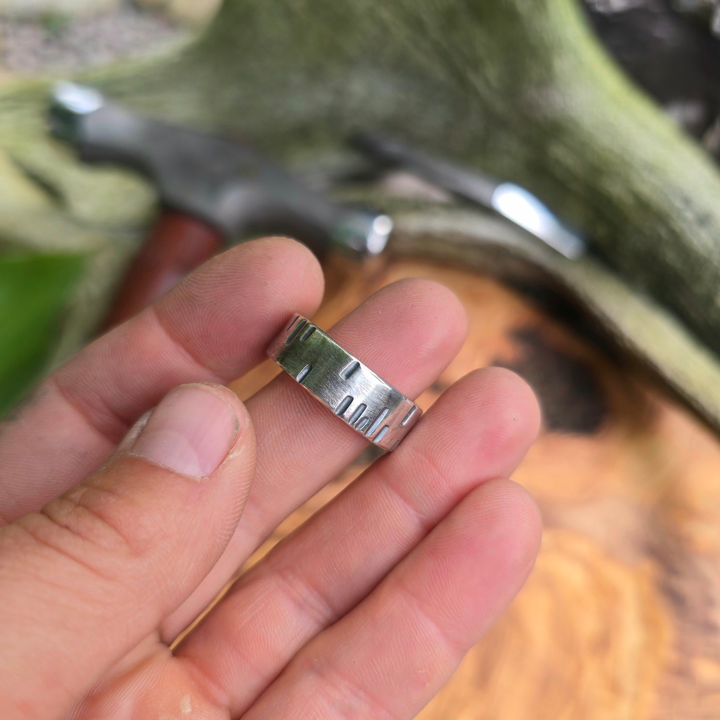 Heavy-Duty Men’s Tape Measure Hand-Forged Sterling Silver Ring