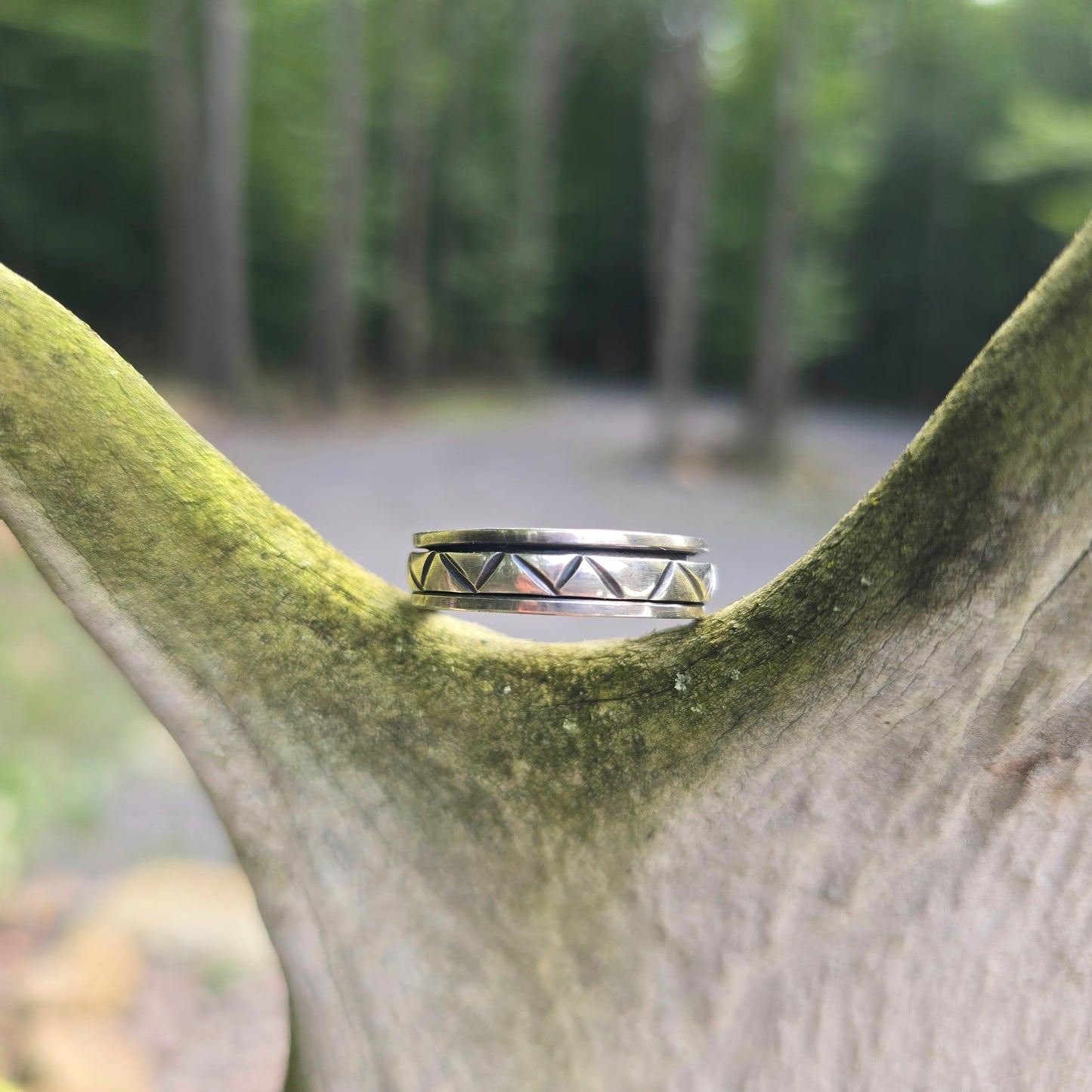 Men’s Heavy Chevron Hand-Forged Sterling Silver Spinner Ring