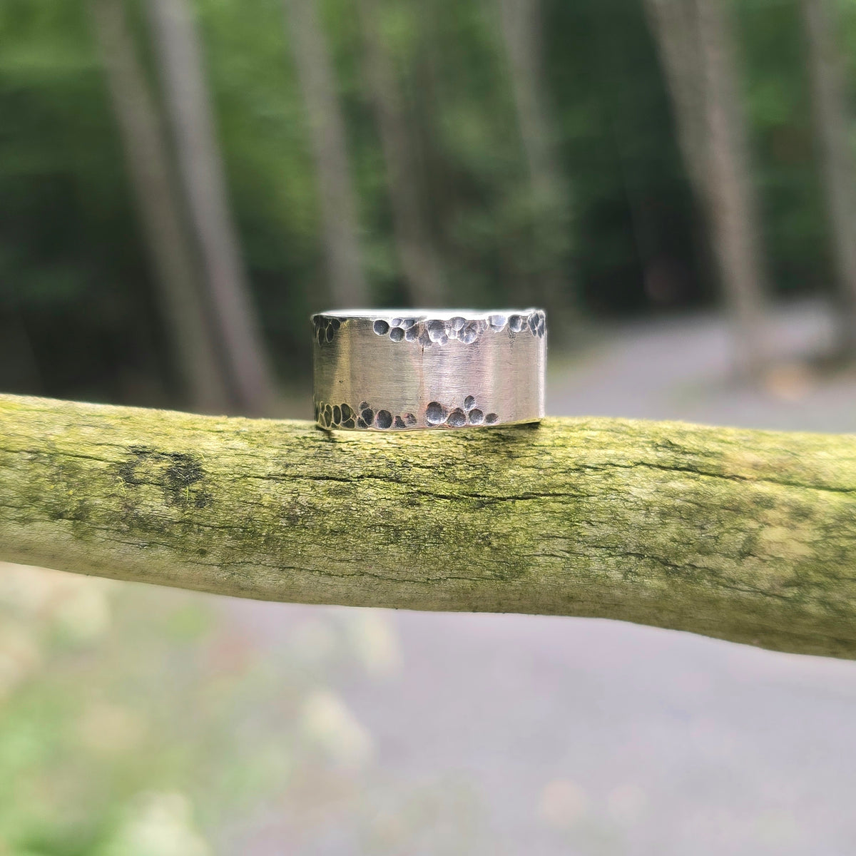Heavy-Duty Men’s Dapped Hand-Forged Sterling Silver Ring