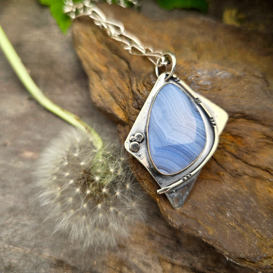 Geometric Crazy Lace Agate Pendant