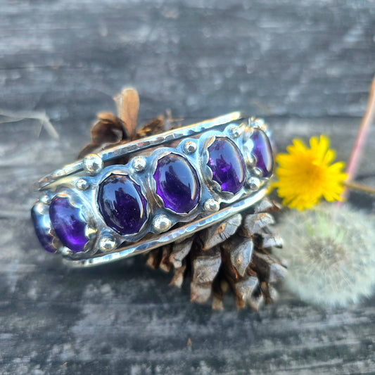 Amethyst Statement Cuff Bracelet — One-of-a-Kind Sterling Silver Masterwork