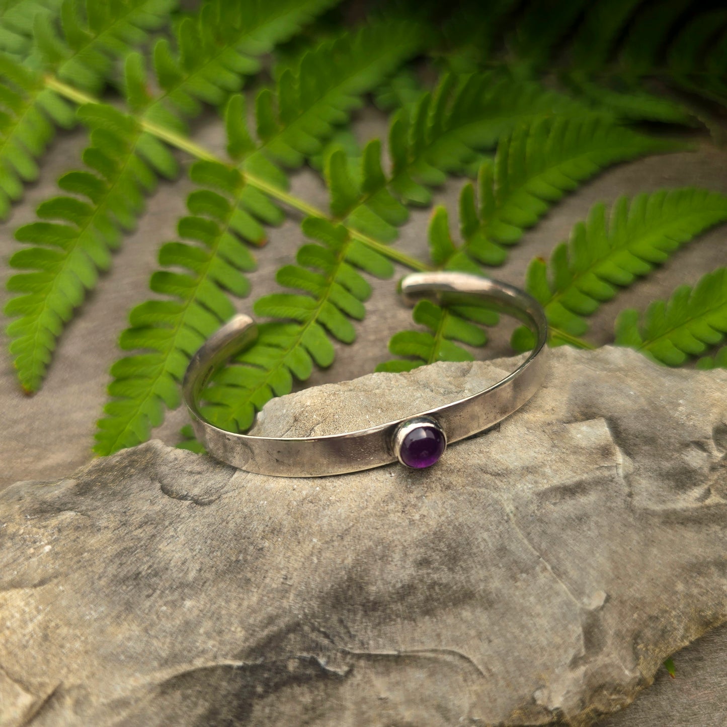 Children's Amethyst Hand-Forged Sterling Silver Bracelet