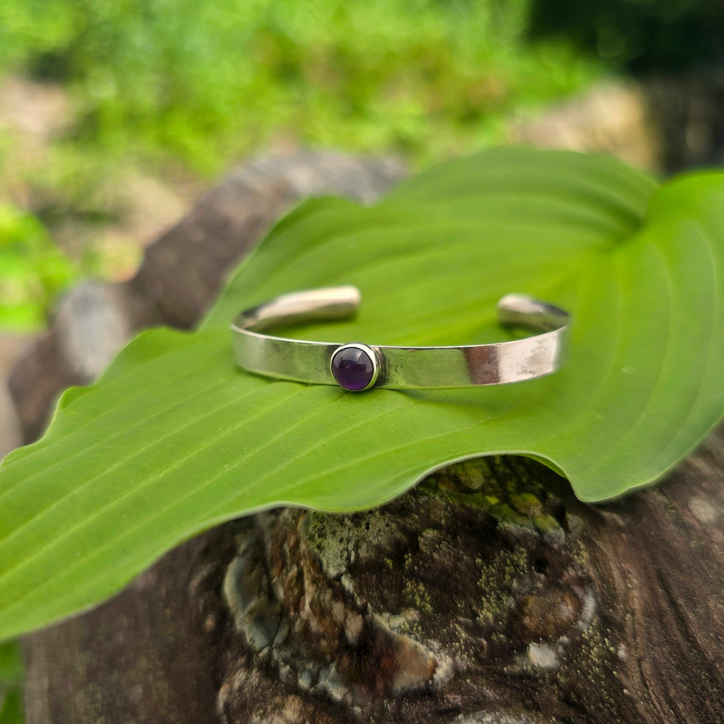 Children's Amethyst Hand-Forged Sterling Silver Bracelet