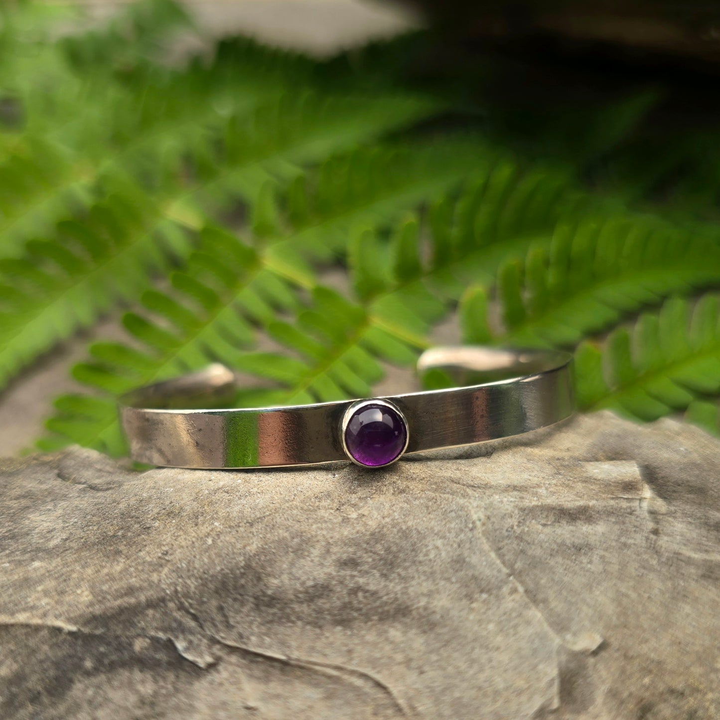 Children's Amethyst Hand-Forged Sterling Silver Bracelet