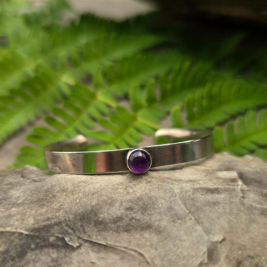 Children's Amethyst Hand-Forged Sterling Silver Bracelet