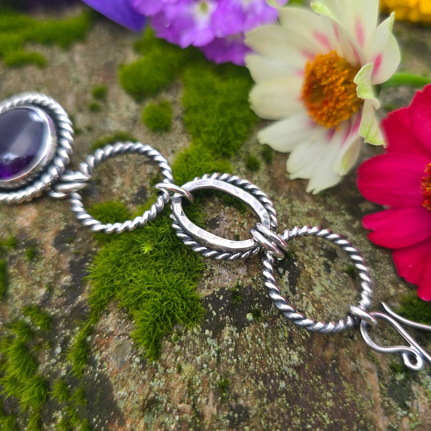 Heavy Twisted Hoop Amethyst Chain Link Bracelet