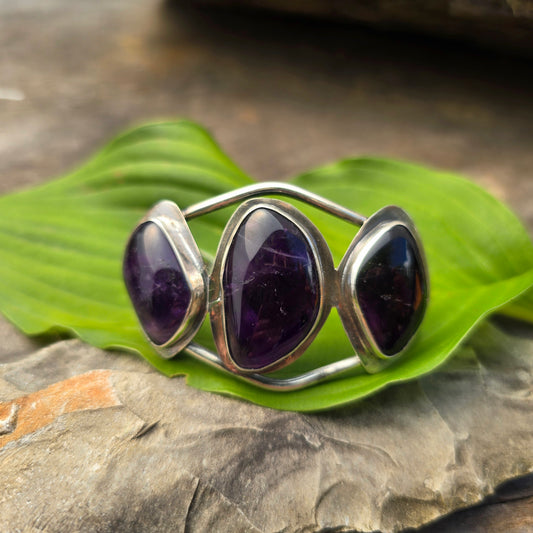 One-of-a-Kind Amethyst Statement Cuff in Sterling Silver | Collector Piece