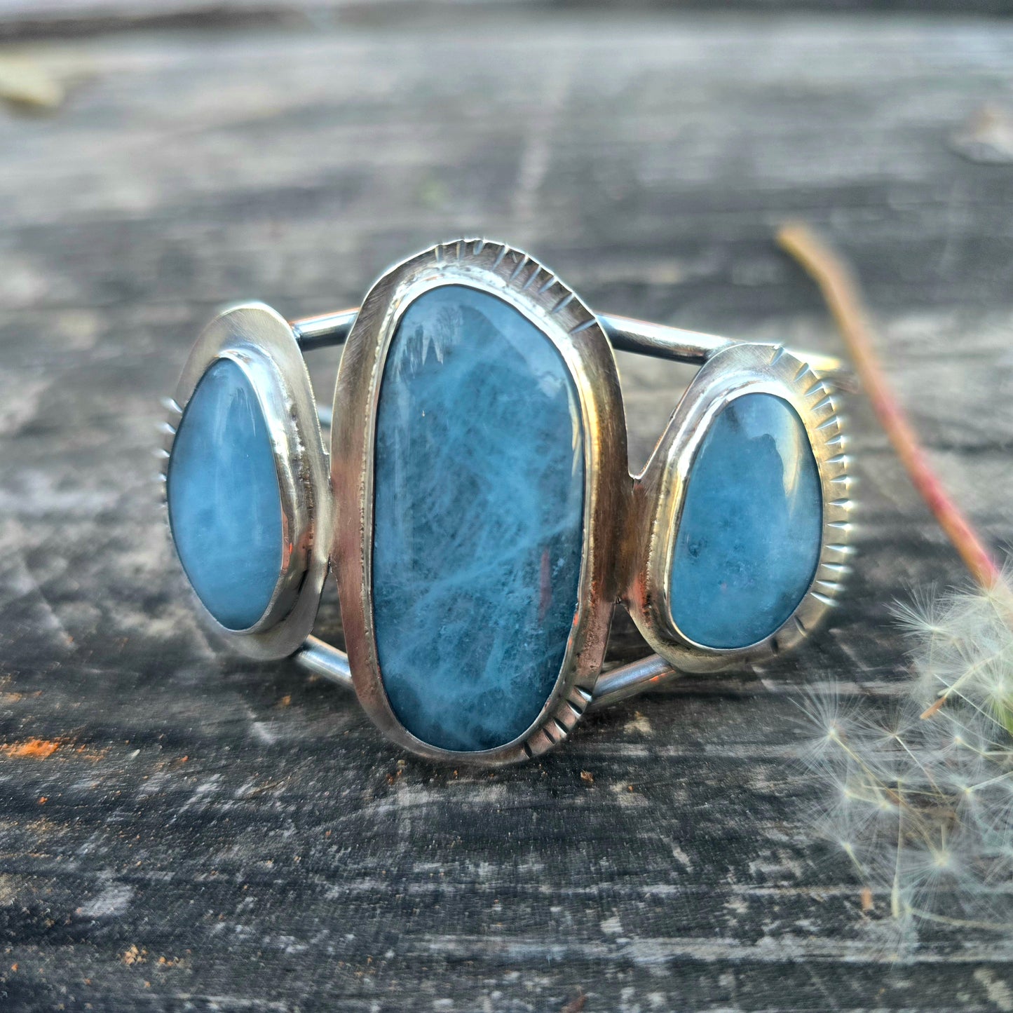 Aquamarine Three-Stone Statement Cuff in Sterling Silver | Collector Works