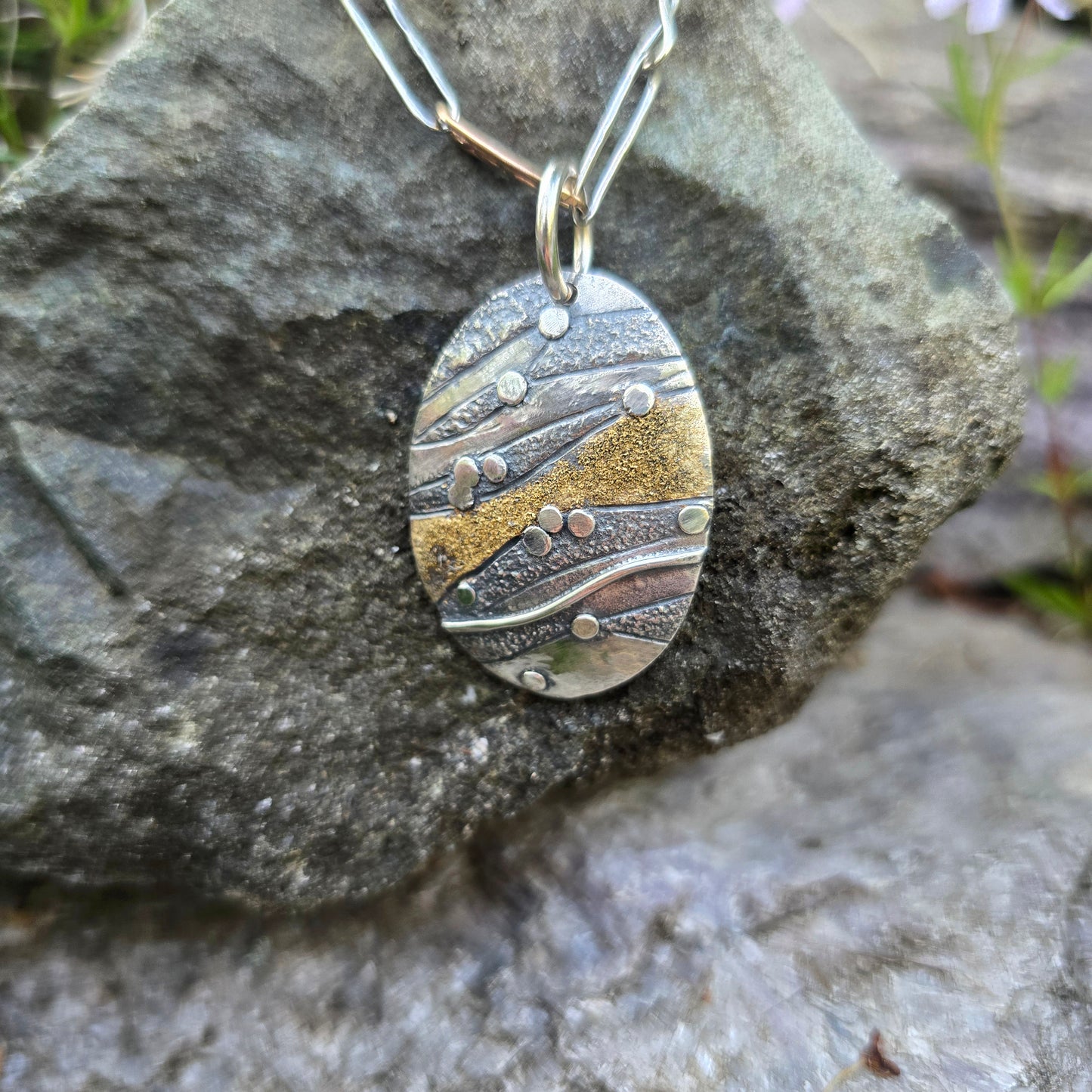 Oro River Argentium & 18k Gold Pendant