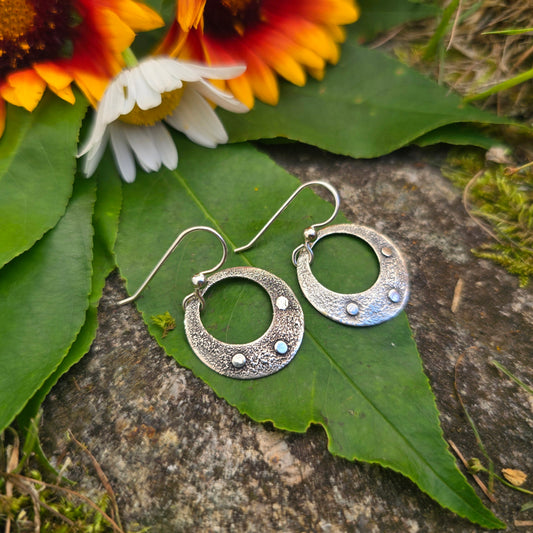 Argentium Open Disc Hand-Forged Silver Earrings