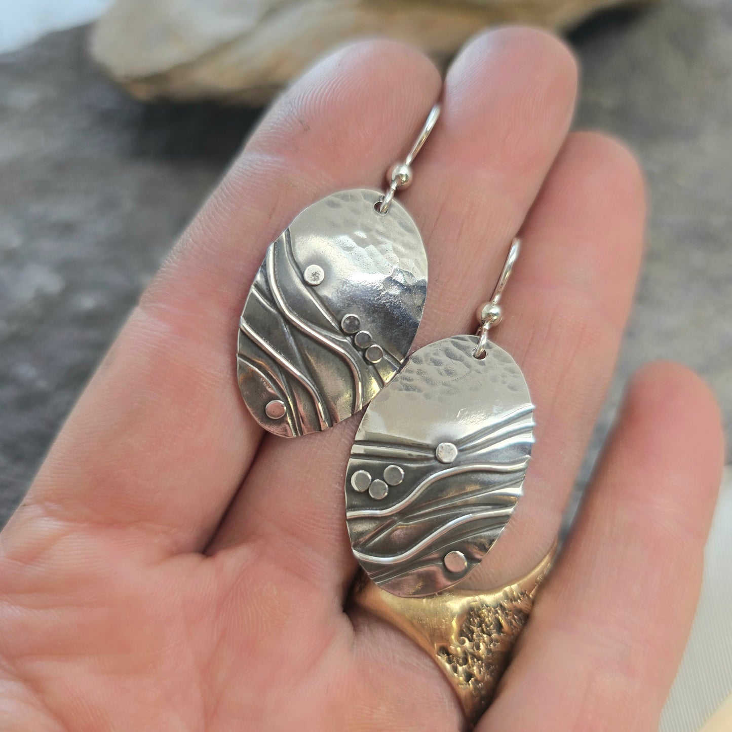 The River Collection Hand-Forged Argentium Silver Earrings