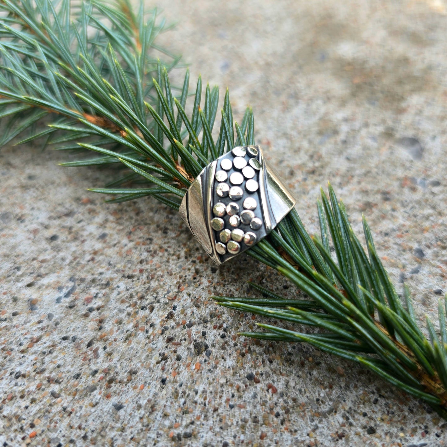 Argentium Rock Pathway Hand-Forged Adjustable Silver Ring
