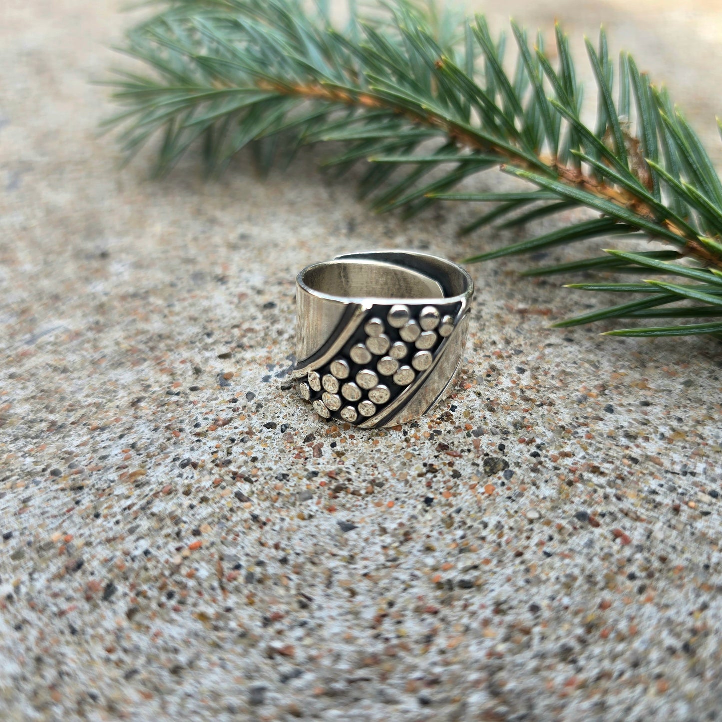 Argentium Rock Pathway Hand-Forged Adjustable Silver Ring