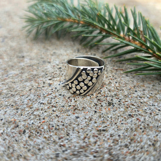 Argentium Rock Pathway Hand-Forged Adjustable Silver Ring