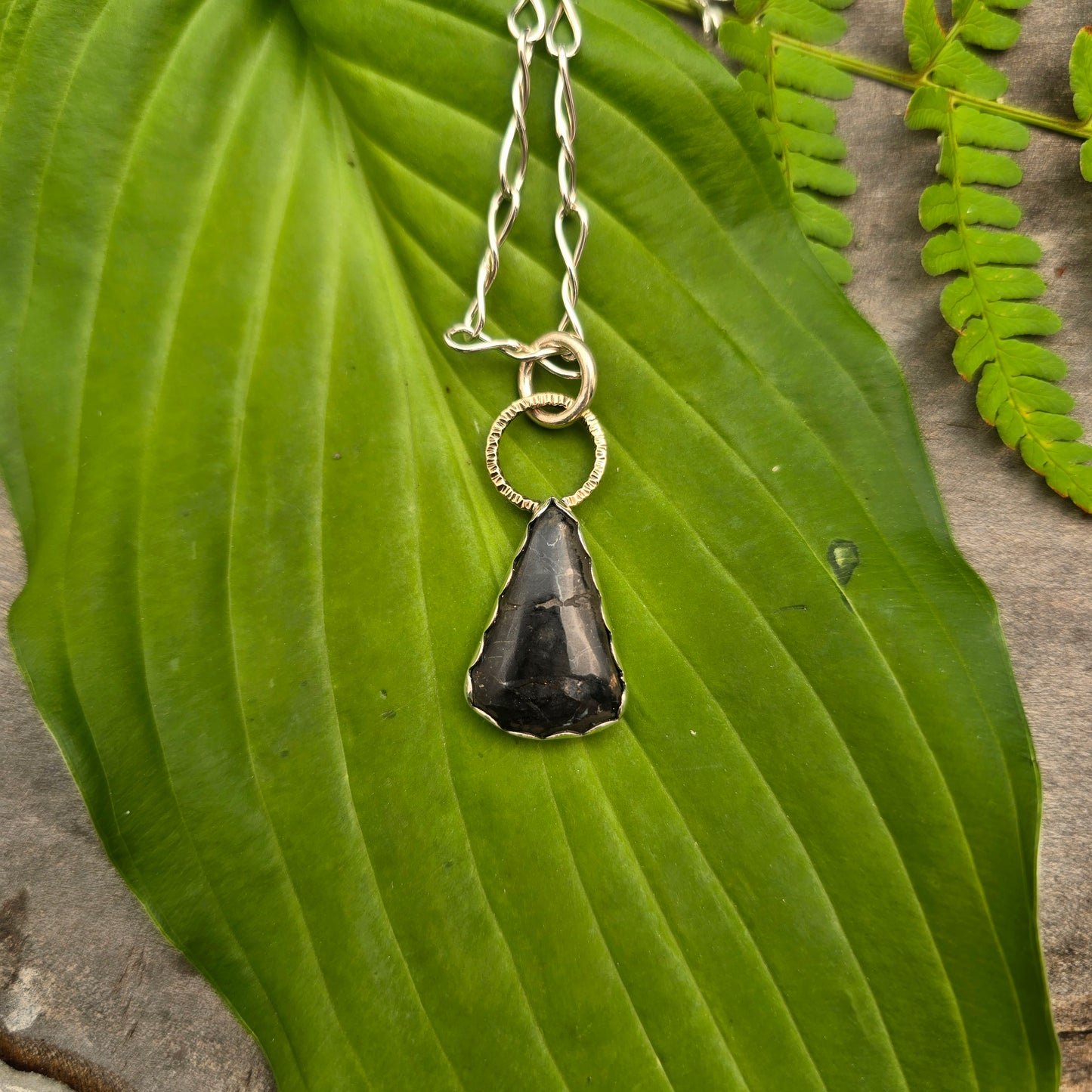 Black Buffalo Hand-Forged Sterling Silver Pendant with 14k Gold Filled Accent