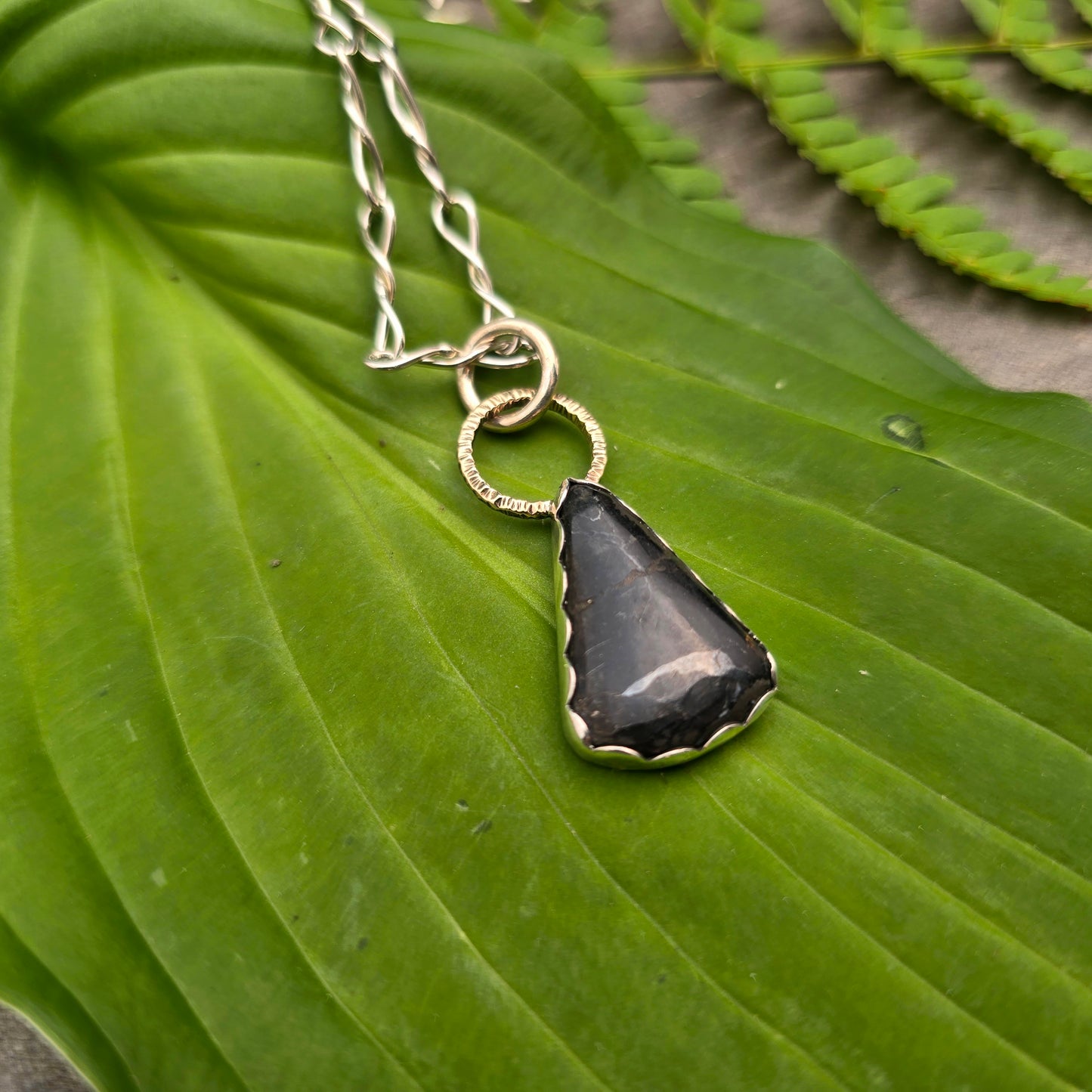 Black Buffalo Hand-Forged Sterling Silver Pendant with 14k Gold Filled Accent