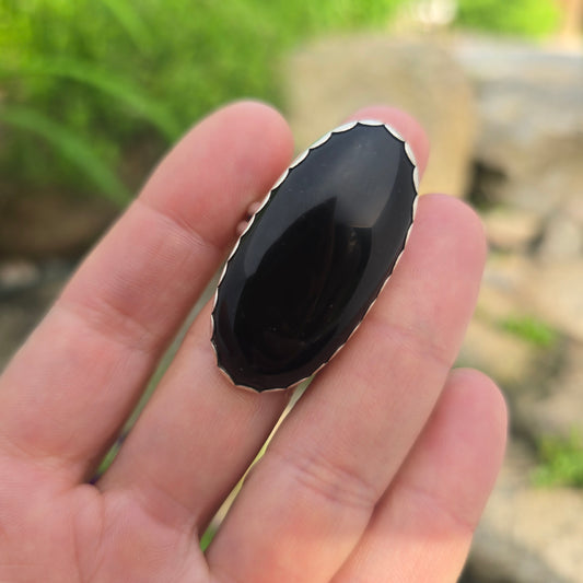 Heavy Duty Adjustable Black Onyx Statement Ring (One of a Kind) — Adjustable Size 8–11