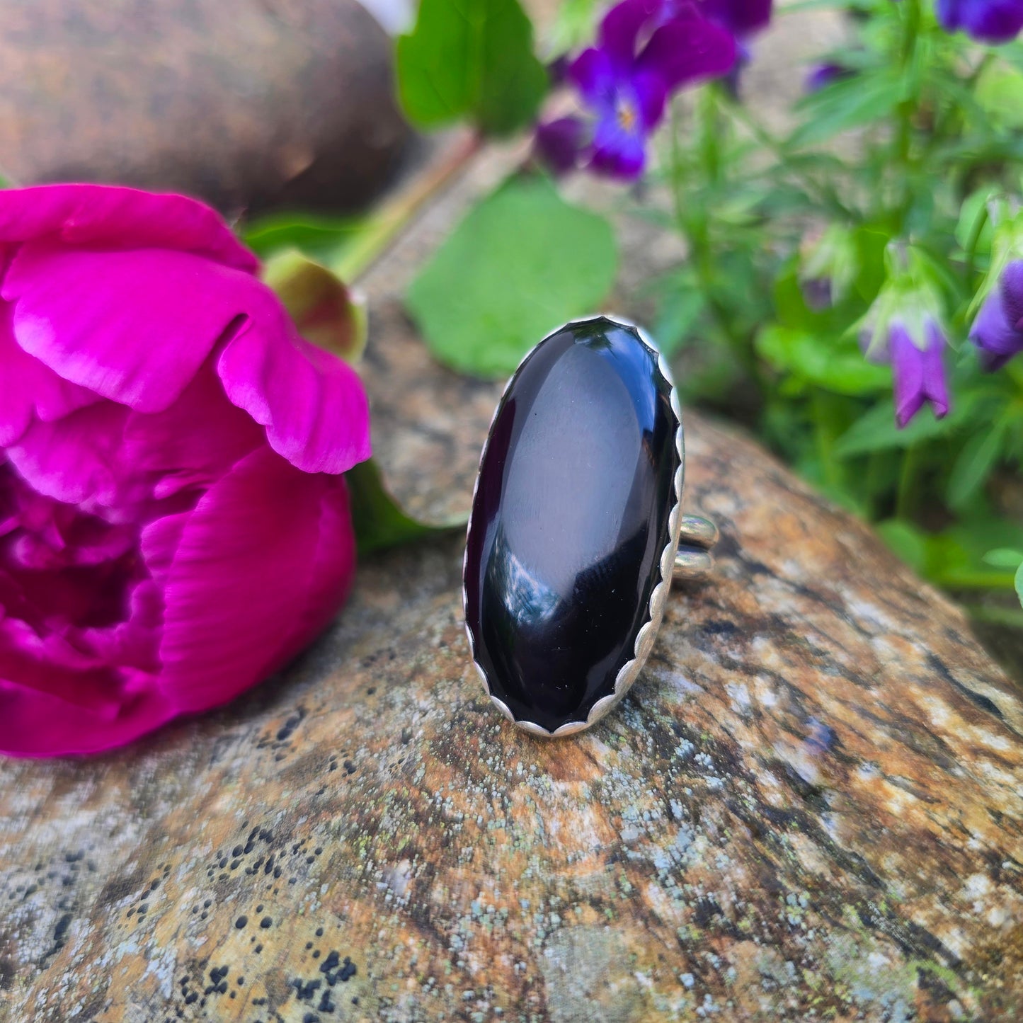 Heavy Duty Adjustable Black Onyx Statement Ring (One of a Kind) — Adjustable Size 8–11