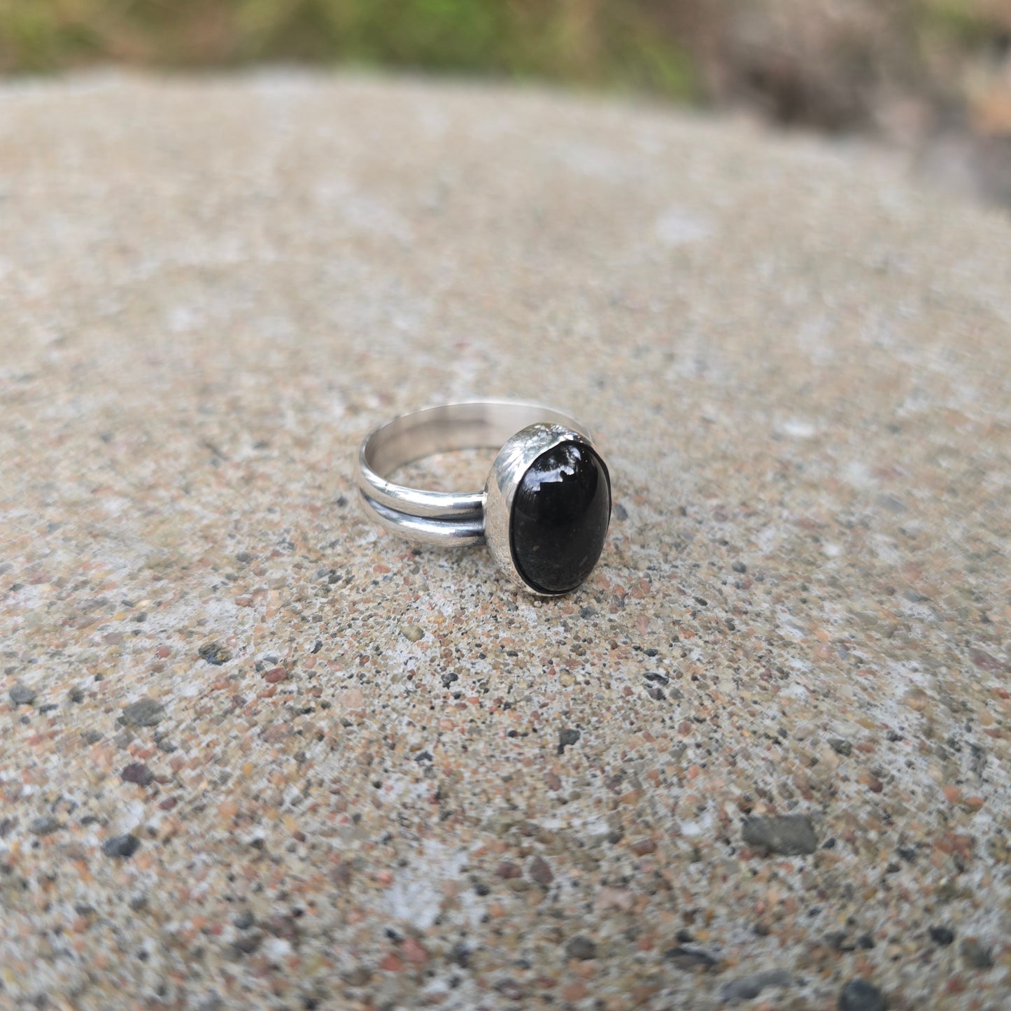 Black Star Diopside Hand-Forged Sterling Silver Ring